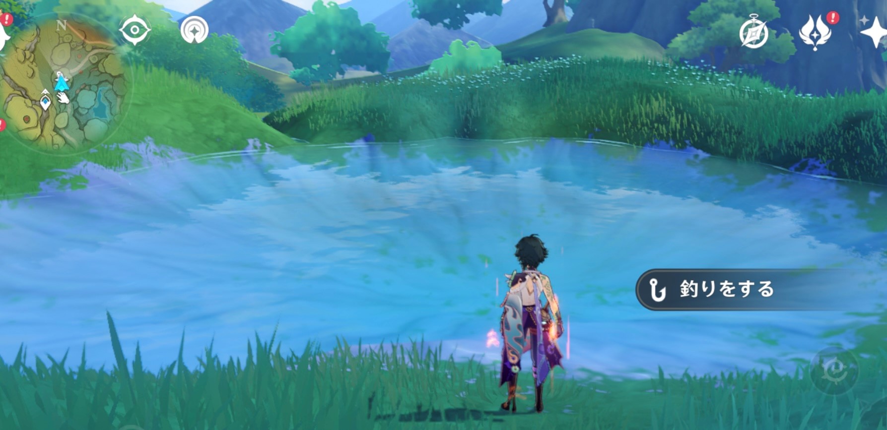 釣り場の実際のゲーム画面